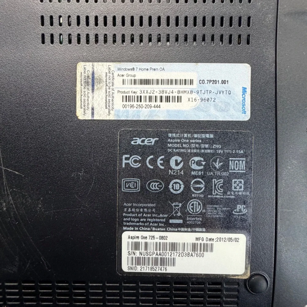 Acer Aspire One 725-0802 11.6